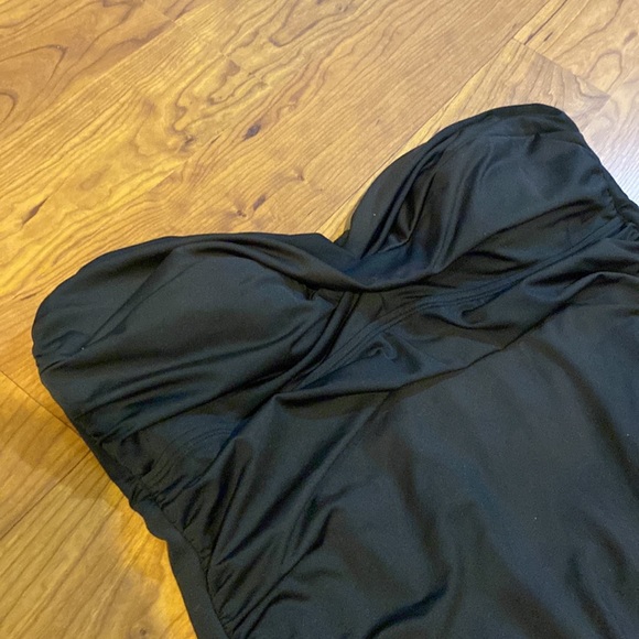 Merona XL black strapless swim bathing suit one piece with rushing - Picture 2 of 4